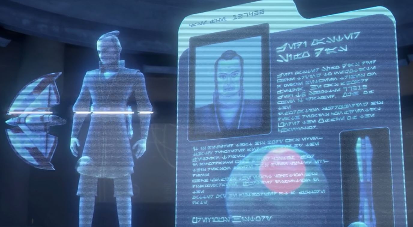 La scheda relativa a lla morte di Sifo-Dyas presente negli archivi del tempio jedi