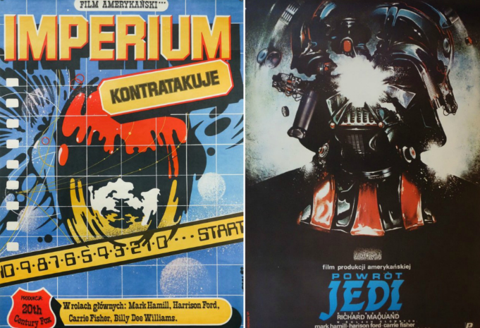 Poster polacchi di Star Wars, a sx quello dell'artista Jacub Erol, a dx quello di Witold Dybowski
