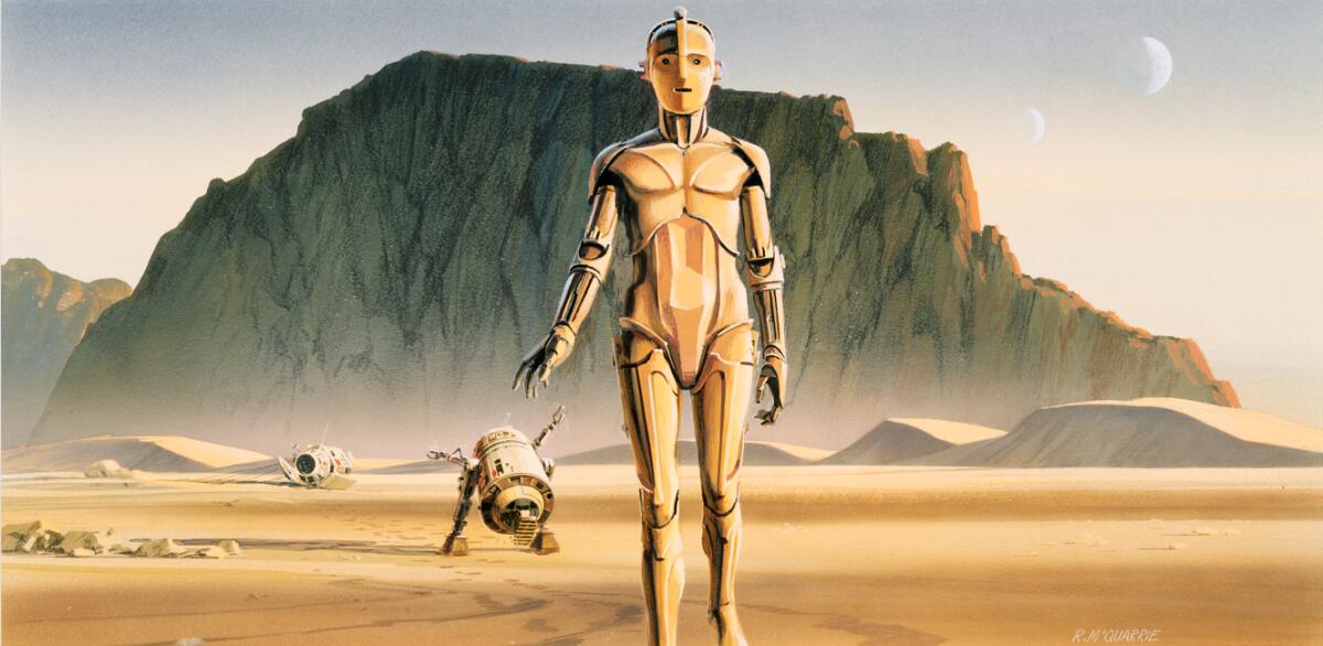 Dagli automi alla moderna robotica: un'insolenza che dura da 2000 anni - La prima concept art di C3PO ed R2-D2, di Ralph McQuarrie.
Da: StarWars.com
