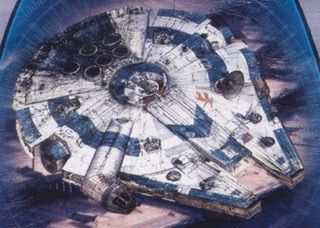 Rappresentazione artistica dell'aspetto del Millennium Falcon nello spin-off di Han Solo. Da makingstarwars.com