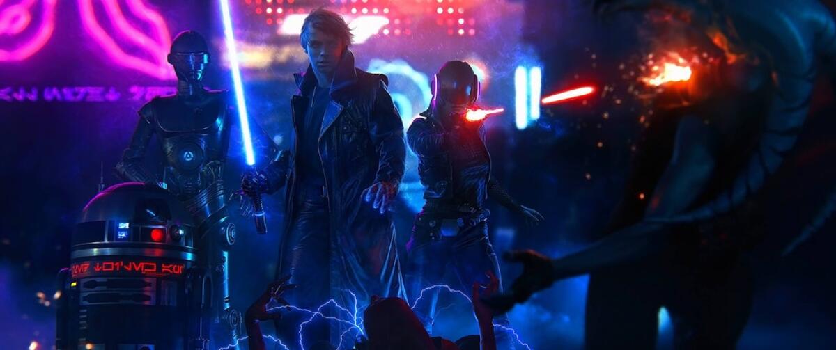 Star Wars ed il Cyberpunk - Un meraviglioso artwork  che vede i personaggi di Star Wars trasposti in chiave cyberpunk.