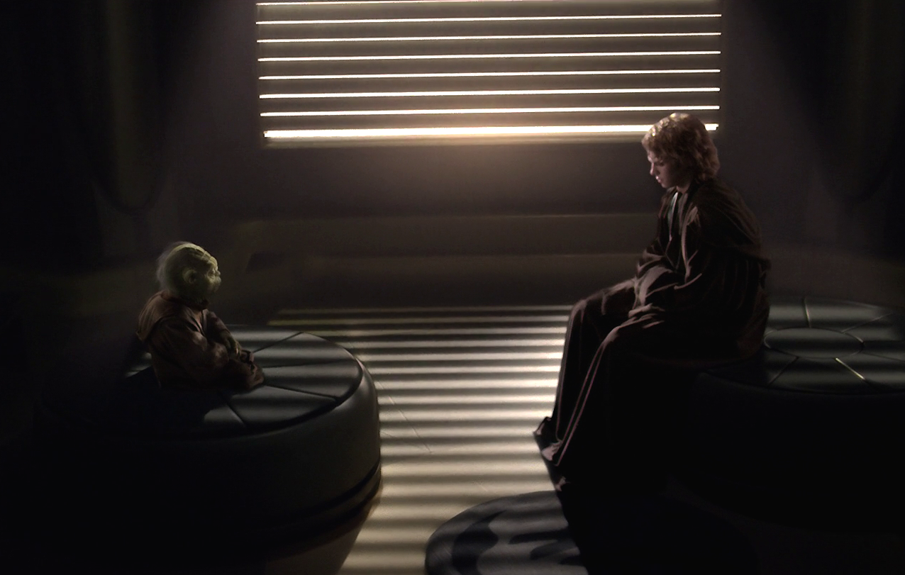 Anakin chiede consiglio a Yoda circa le sue visioni in Episodio III.Da: wookieepedia