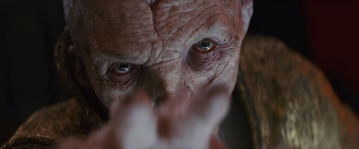 The Last Jedi: Tantissimi nuovi dettagli su Snoke - Snoke nel trailer (Tempt) di Star Wars: Gli Ultimi Jedi