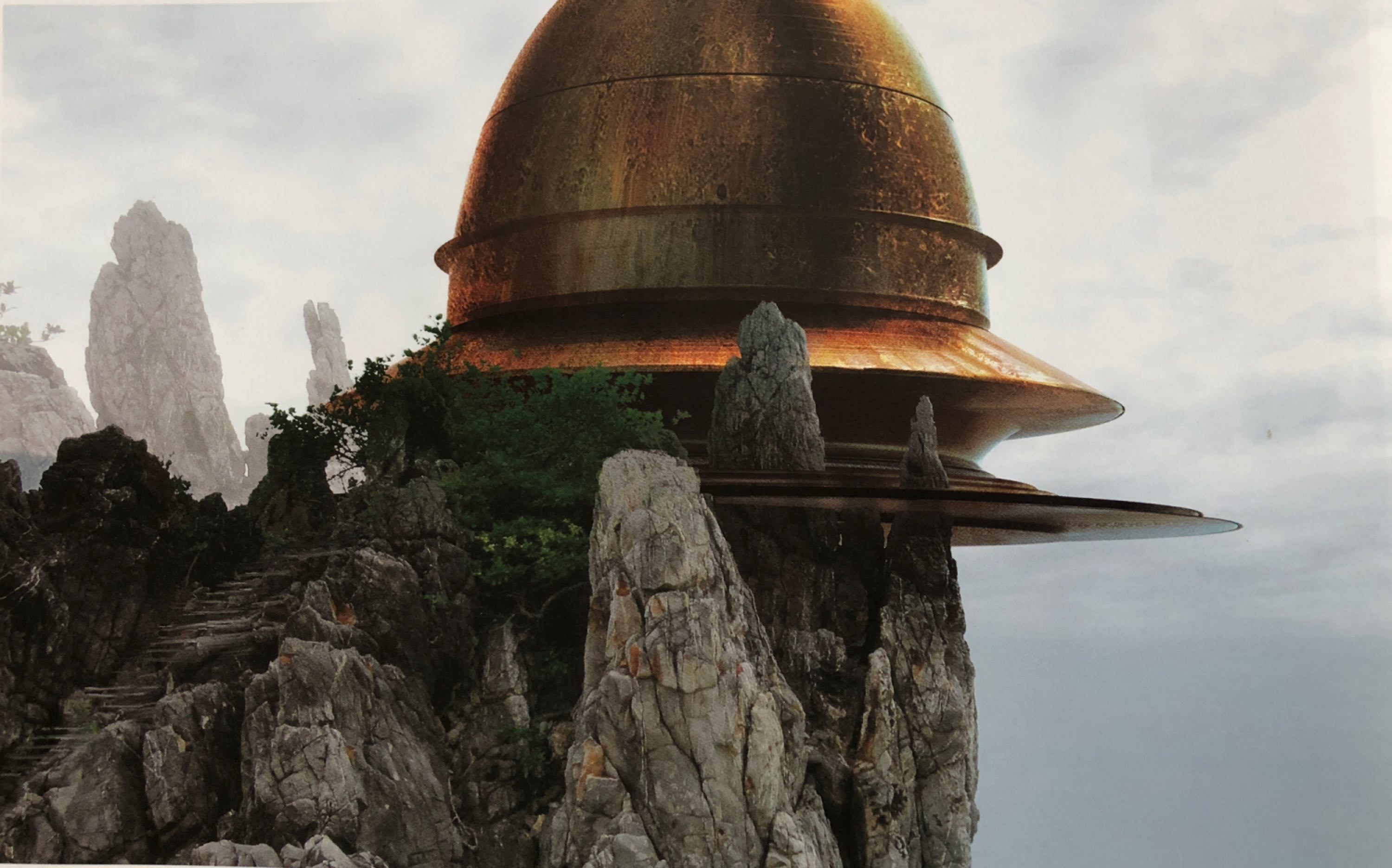 Un concept del tempio jedi presente su Ahch-To presente nel libro The Art of Star Wars: The Last Jedi