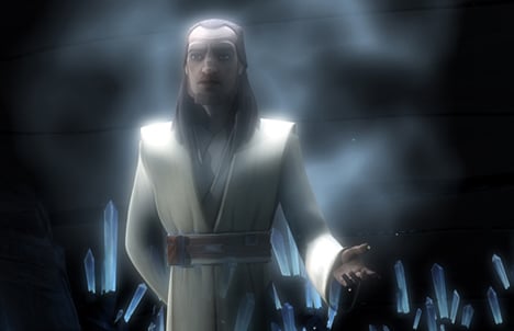 Qui Gon Jinn in The Clone Wars come spirito della Forza. Fonte: clonewars.wikia.com