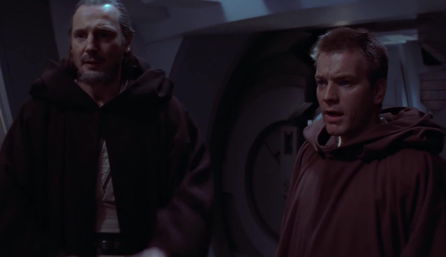 Obi Wan e Qui-Gon all'inizio di Episodio I. In effetti la prima battuta di Kenobi è proprio quella del brutto presentimento.