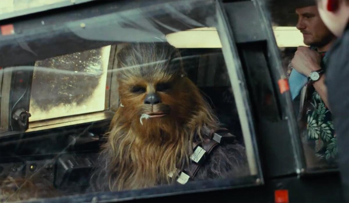 Chewbacca rasato sarà il vostro nuovo incubo - Sembra che Chewbacca abbia fatto merenda. Dal Backstage di The Last Jedi su Youtube.