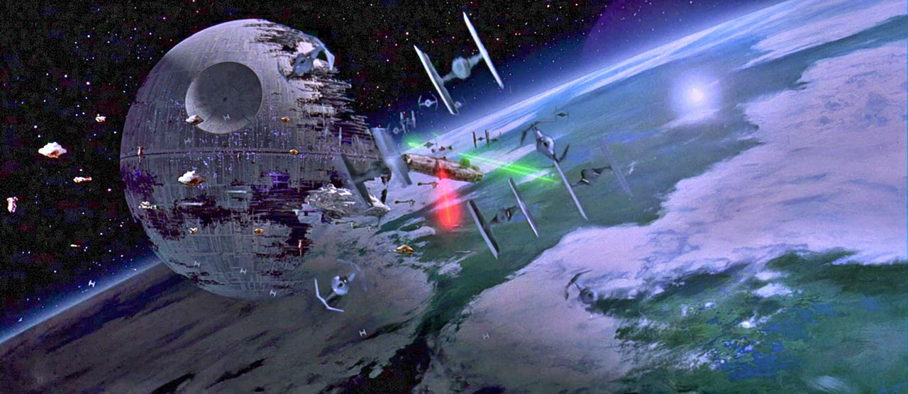 Battaglia di Endor alla fine di Episodio VI con la Seconda Morte Nera