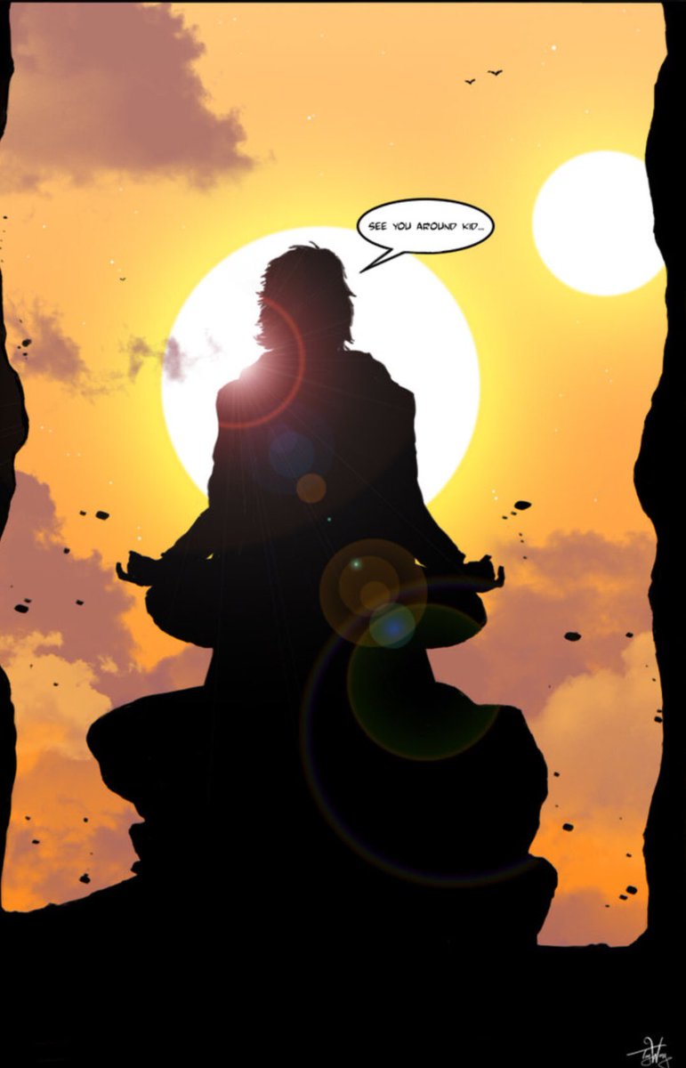 Luke Skywalker mentre proietta se stesso su Crait durante Episodio VIII in un Artwork postato su Twitter da Mark Hamill