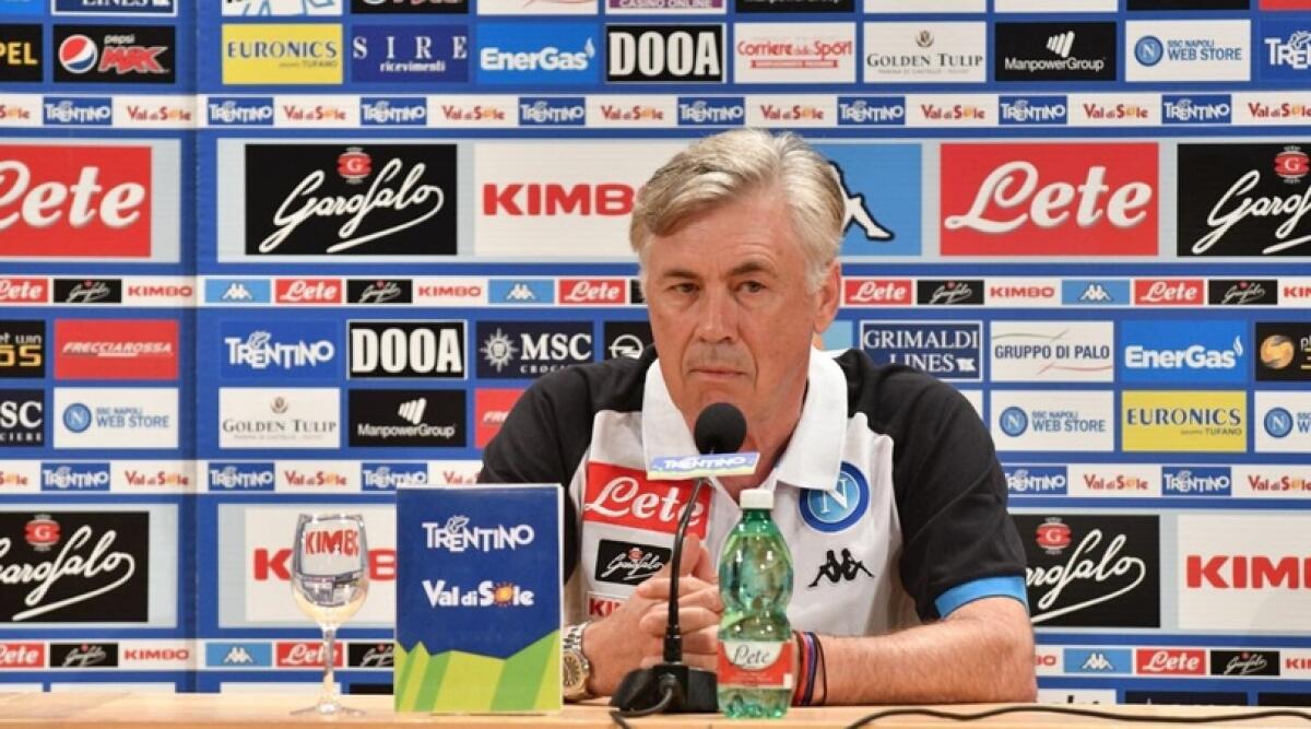 Stella Rossa-Napoli, Carlo Ancelotti in conferenza stampa - Ancelotti, crediti: corrieredellosport.it