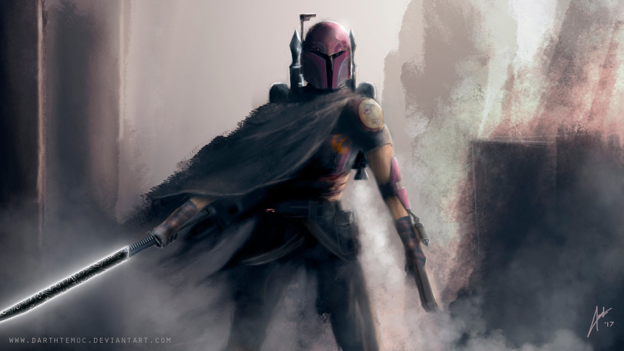 Sabine Wren brandisce la Darksaber in una bellissima fanart di DarthTemoc (Deviantart)