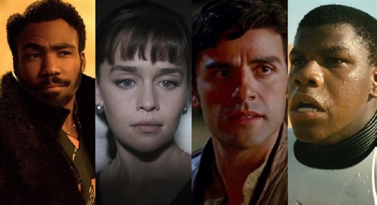Star Wars: in arrivo nuove serie tv su Lando, Qi'ra, ecc.? - Da sx a dx: Lando, Qi'ra, Poe e Finn.
Da: culturaocio