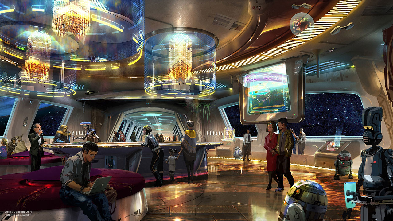 Concept dei locali interni dell'Hotel nel parco a tema Star Wars