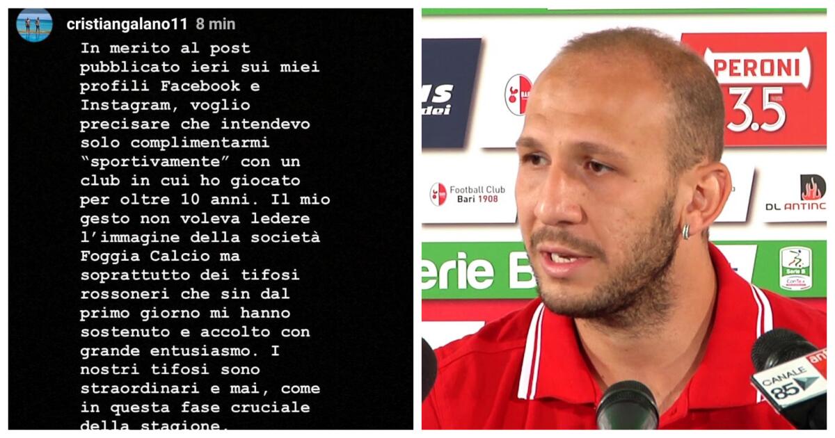 Polemiche per il post sul Bari di Galano: "Forza Foggia!" - 