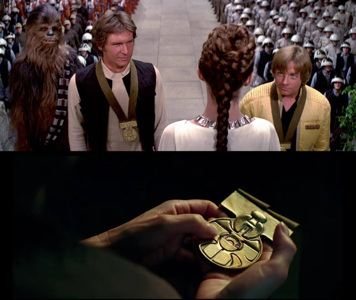 La medaglia che Leia consegna dopo la Battaglia di Yavin