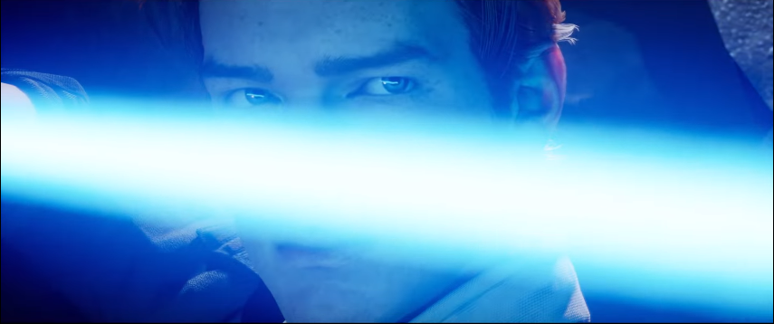 Nel bellissimo frame, Cal sfodera e aziona la sua spada laser.