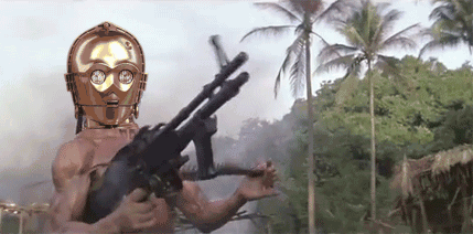 Una simpatica ed insolente gif di come mi immagino il buon C3PO in Episodio IX!