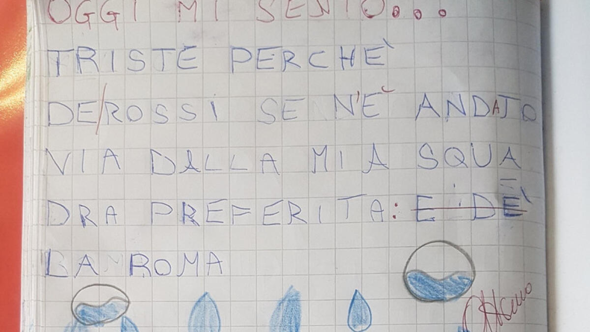 "Sono triste perché De Rossi se ne va", il tema diventa virale - Il tema su De Rossi, crediti: corrieredellosport.it
