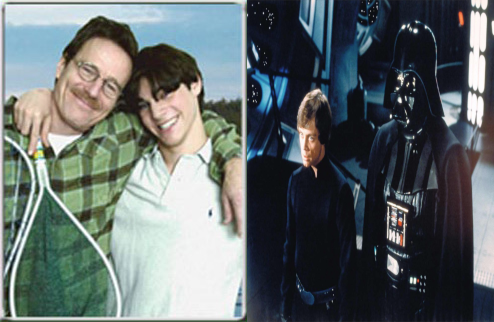 Padre e figlio; A sx: Walter White e suo figlio WW Jr. A dx: Luke e Vader.