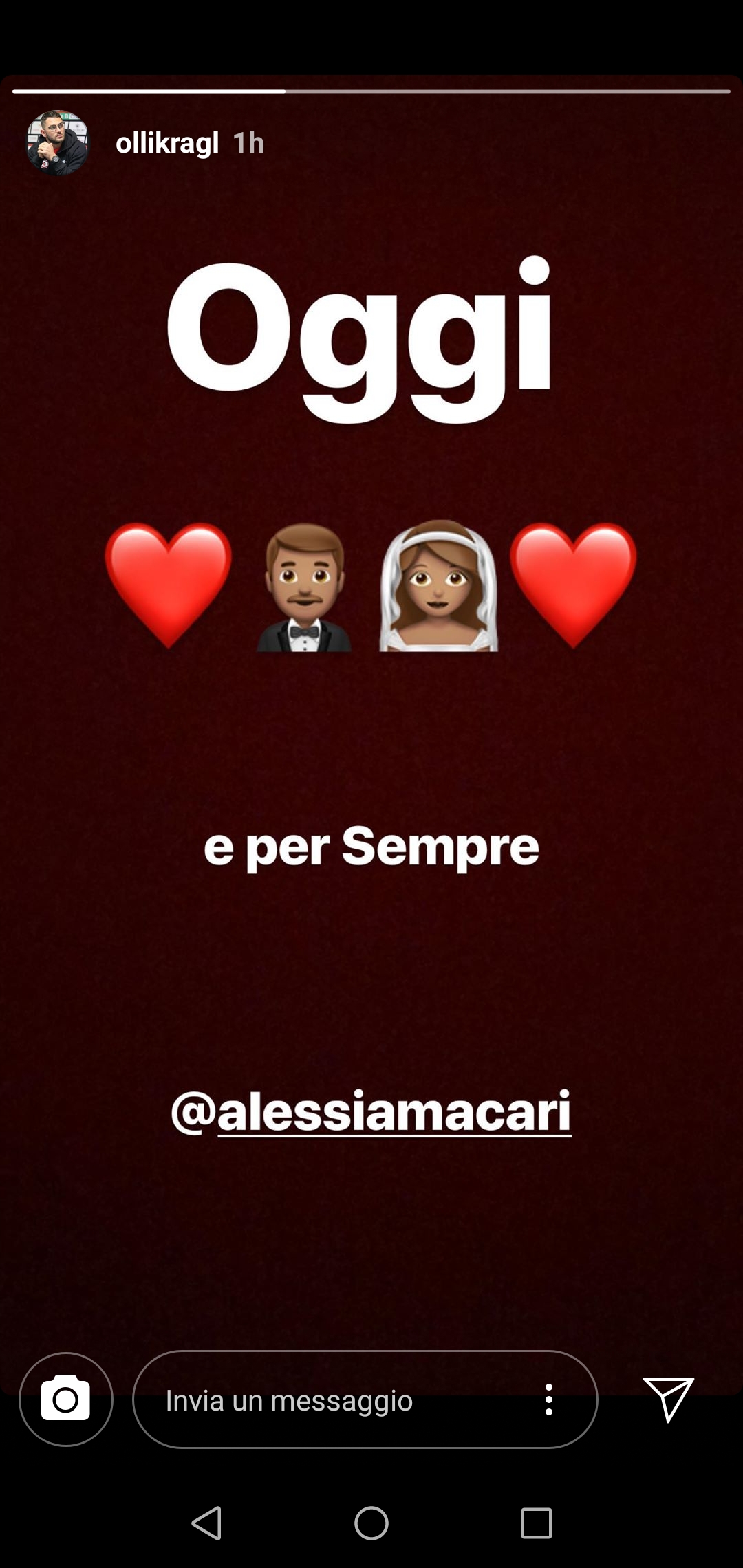 La storia su Instagram di Oliver Kragl