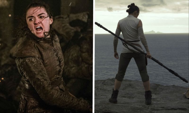 Arya e Rey, le due protagoniste femminili di Game of Thrones e Star Wars.Fonte: Yahoo Movies Uk