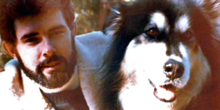 George Lucas ed il suo cane Indiana.
