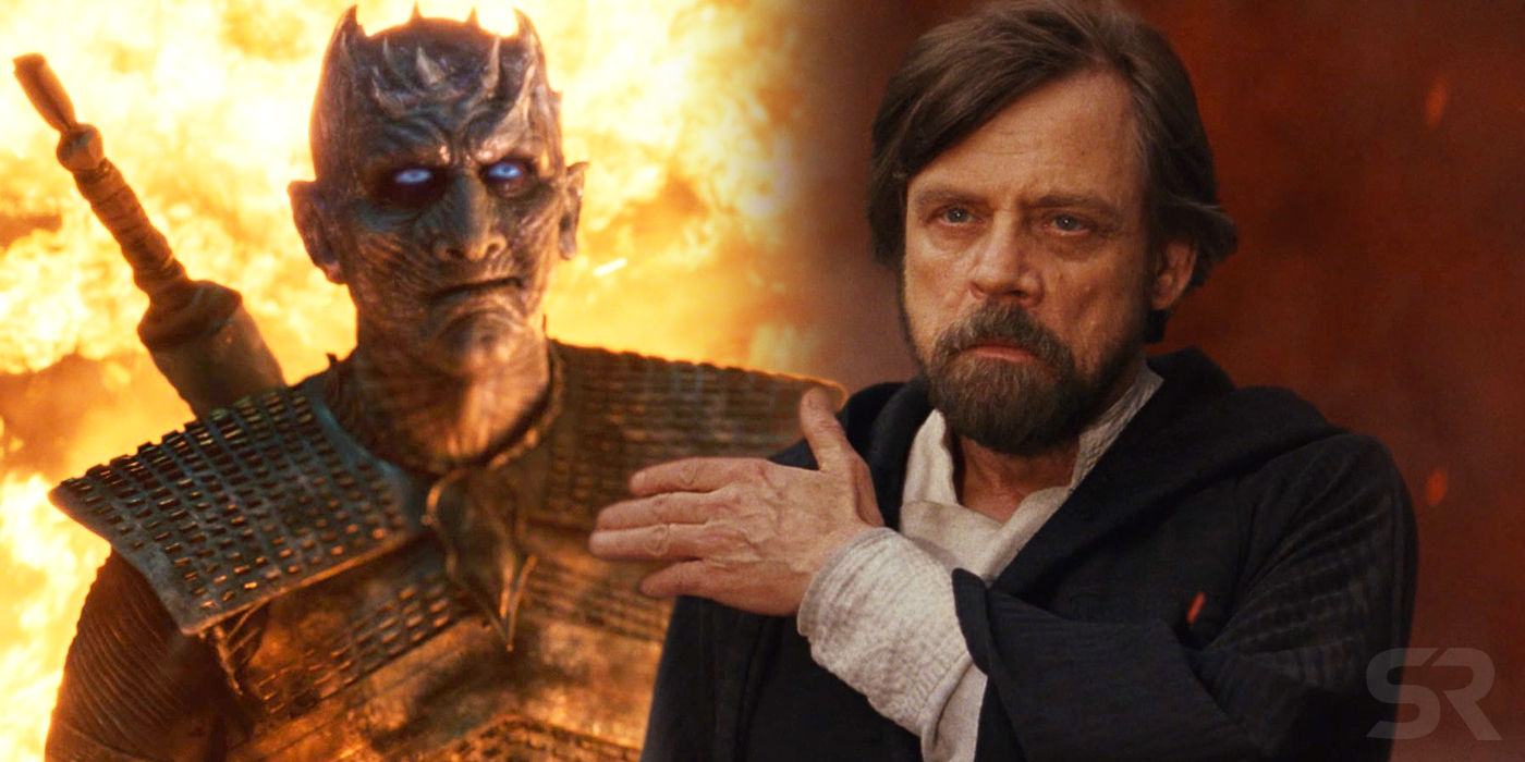 Il Re della Notte sopravvive miracolosamente al fuoco del drago, come Luke negli Ultimi Jedi.Fonte: ScreenRant