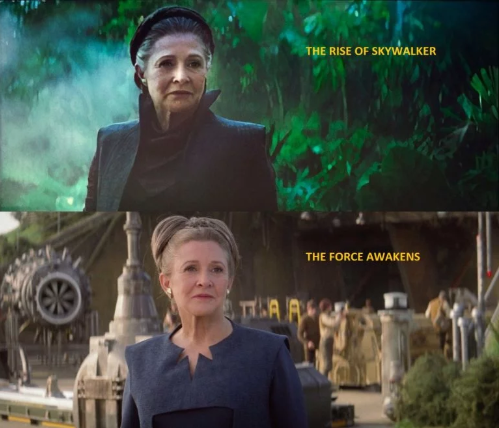 Confronto tra Leia in Episodio VII e IX.Da: SWNN