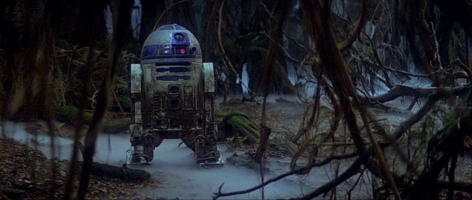R2-D2 dopo l'atterraggio su Dagobah in Episodio V.Fonte: Star Wars Uncut