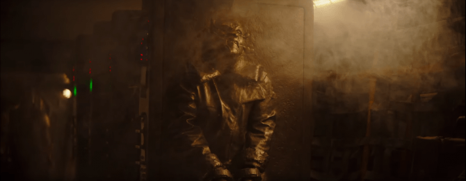 Un uomo congelato nella carbonite.Fonte: DenOfGeek