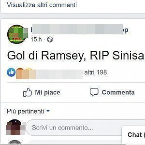 “Gol di Ramsey, rip Sinisa”. La vergognosa ironia di una pagina Facebook
