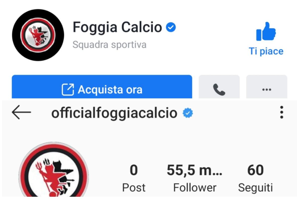 Foggia, la società torna in possesso dei profili Facebook e Instagram verificati - 