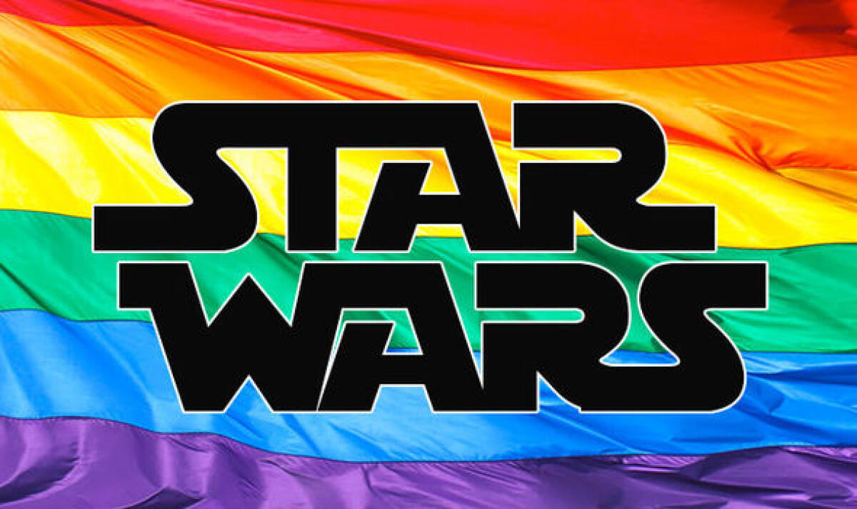 Star Wars: ecco la prima coppia gay ufficiale sullo schermo - Il logo di Star Wars e la bandiera arcobaleno.
Da: express.co.uk