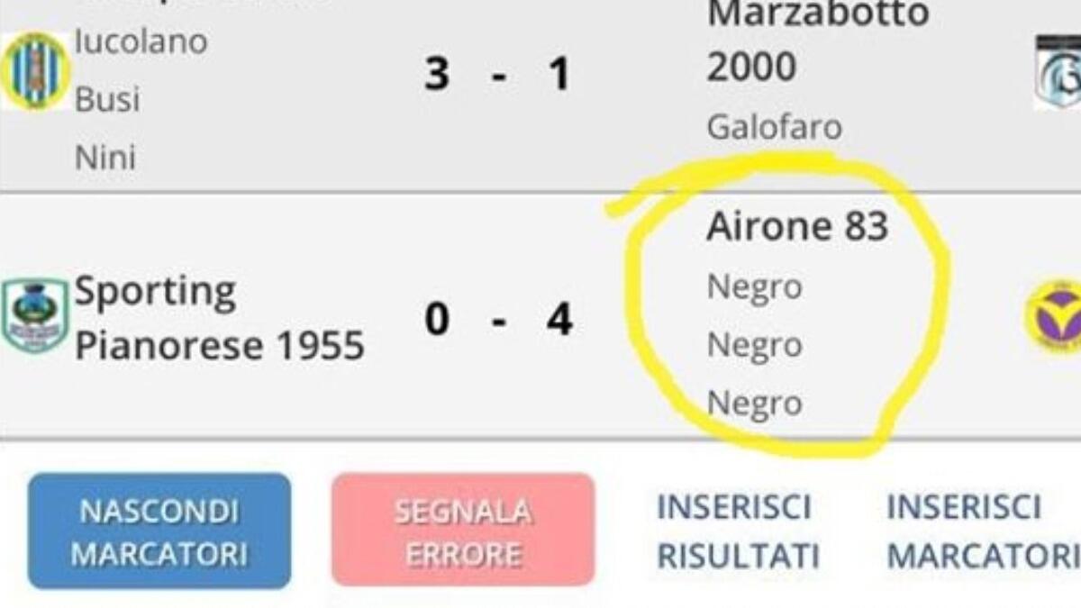 Juniores Emilia, segna e viene chiamato "negro" su un'app - 