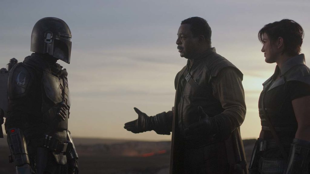 Mando, Greef Karga e Cara Dune nel finale di stagione. Fonte: Science Fiction