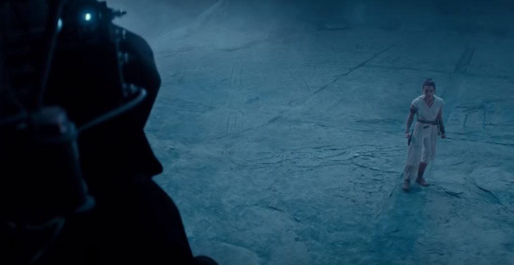 Rey di fronte a suo nonno Palpatine