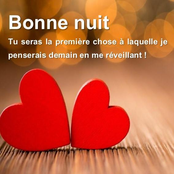 Bonne nuit tu seras le première chose à laquelle je penserais demain en me réveillant! (Buona notte. Sarai la prima cosa alla quale penserò domani al mio risveglio).