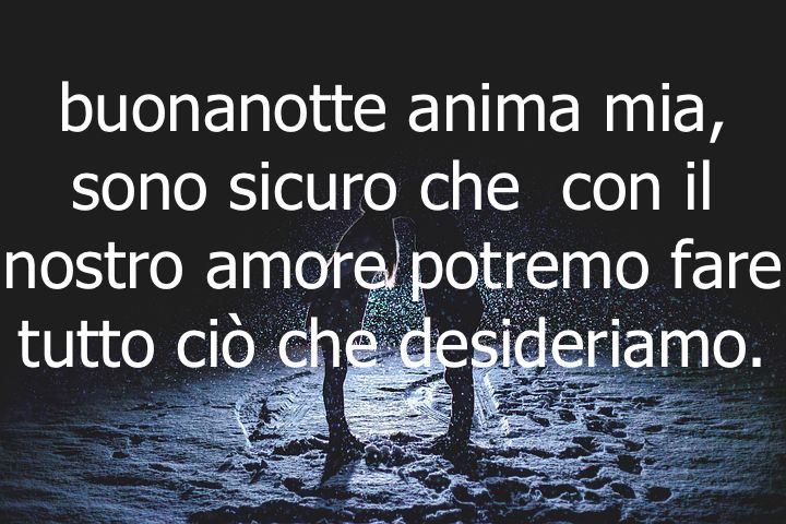 Buonanotte anima mia, sono sicuro che con il nostro amore potremo fare tutto ciò che desideriamo.