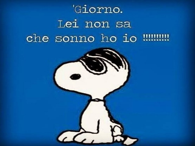 'Giorno. Lei non sa che sonno ho io!!!!!!!!