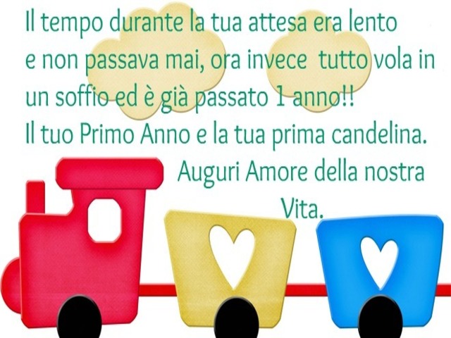 Il tempo durante la tua attesa era lento e non passava mai, ora invece tutto vola in un soffio ed è già passato 1 anno!! Il tuo primo anno e la tua prima candelina. Auguri amore della nostra vita.