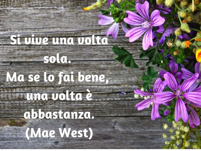 Si vive una volta sola. Ma se lo fai bene, una volta è abbastanza.(Mae West)
