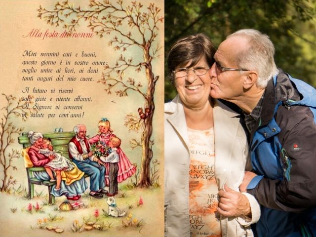 Alla festa dei nonni. Miei nonnini cari e buoni, questo giorno è in vostro onore: voglio unire ai fiori, ai doni tanti auguri del mio cuore. Il futuro vi riservi solo gioie e niente affanni. Il signore vi conservi in salute per cent'anni!