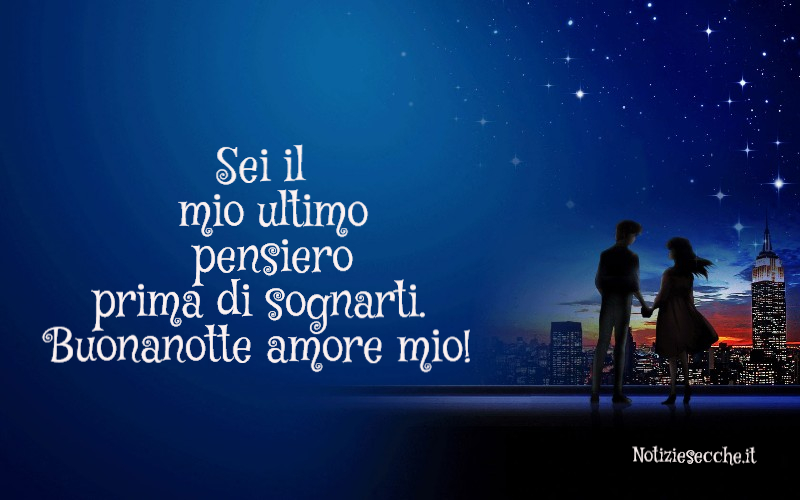 Sei il mio ultimo pensiero prima di sognarti. Buonanotte amore mio!