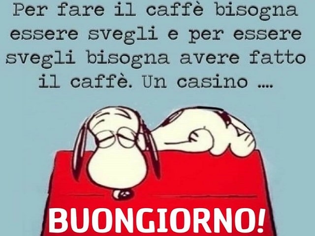 Per fare il caffè bisogna essere svegli e per essere svegli bisogna avere fatto il caffè. Un casino...