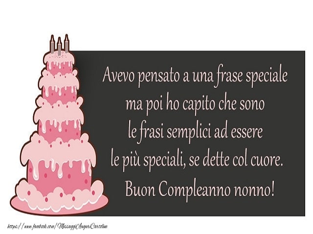 Avevo pensato a una frase speciale ma poi ho capito che sono le frasi semplici ad essere le più speciali, se dette col cuore. Buon compleanno nonno!