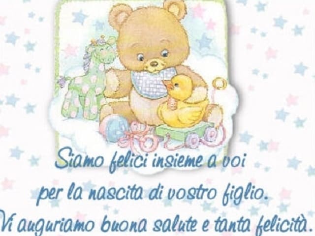 Siamo felici insieme a voi per la nascita di vostro figlio. Vi auguriamo buona salute e tanta felicità.