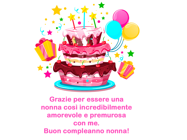 Grazie per essere una nonna cosi incredibilmente amorevole e premurosa con me. Buon compleanno nonna!