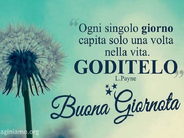 Ogni singolo giorno capita solo una volta nella vita. Goditelo (L. Payne)