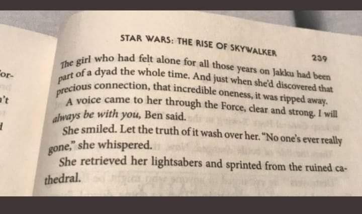 L'estratto della novelization di Episodio IX