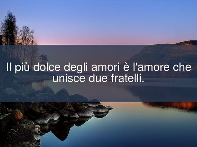 Il più dolce degli amori è l'amore che unisce due fratelli.
